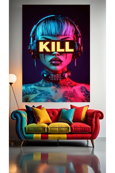 özkacar KILL THEM ALL V1 Tablou pe pânză pentru decorarea casei, perete, salo...