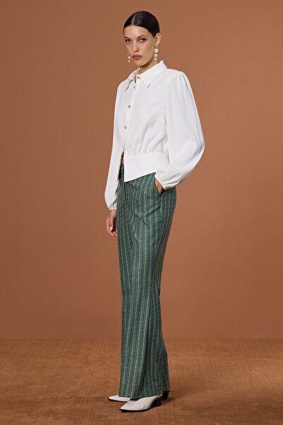 UPGRADE Vatkalı Balon Kol Gömlek Ekru