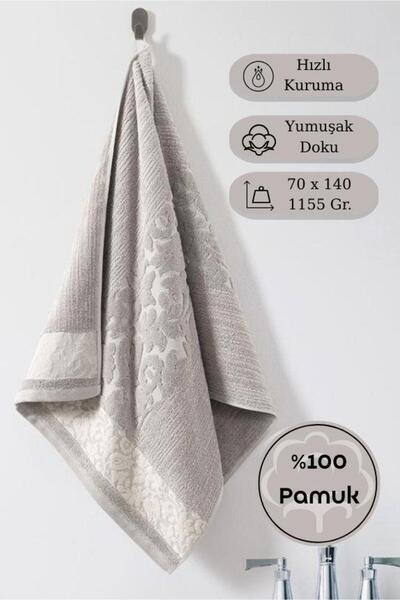 Karna Home Pamuk Tekli Havlu Jakarlı Karna Premıum Sıbell - 70 x 140