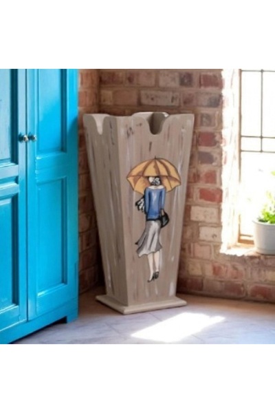 Decoratiuni Vintage Casa Retro Suport umbrele cu ornament de lemn antichizat,...