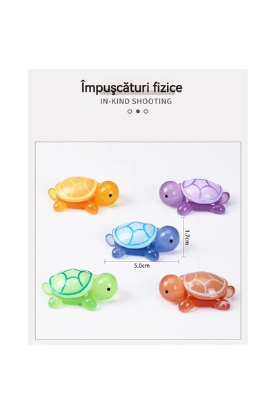 Stone Set 5 surprise figurines, luminous miniature turtles, resin, 5cmx1.7cm, multicolor
