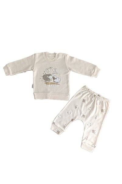 NURHAS BEBE Nurhas Erkek Bebek Kuzu Desenli 2 li Takım
