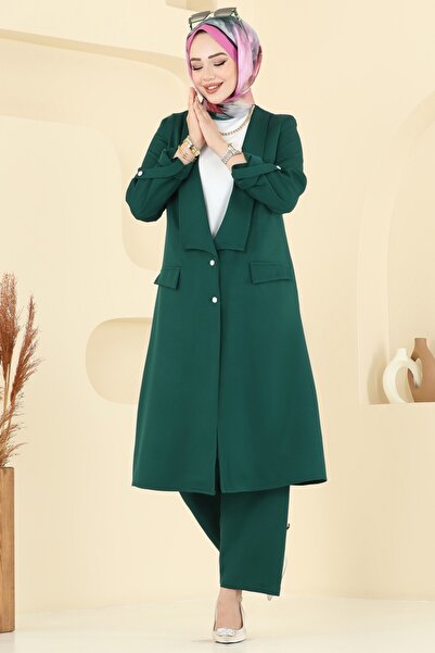 ModaMerve Kol Apolet Detaylı Takım 9163PLK541-MS Zümrüt