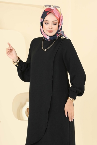 ModaMerve Aksesuar Düğmeli Aerobin Takım 448DVL817-MS Siyah