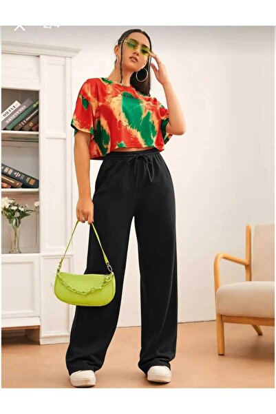 BERYY MODA Pantaloni de trening negri pentru femei, largi, supradimensionați,...