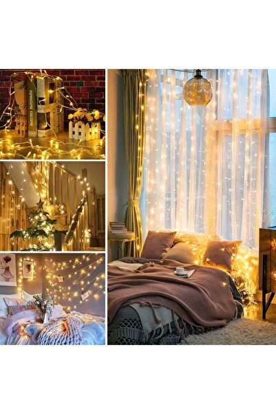 WiderMarkt 10 Metre Gün Işığı Dekor LED Perde - 5 Farklı Işık Modlu, Yılbaşı ...