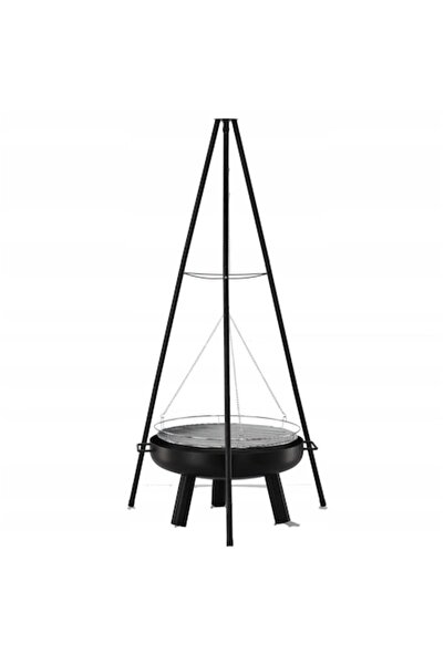 Chomik Grătar de grădină cu cărbune, grătar rotund, trepied reglabil, 64,5x64...
