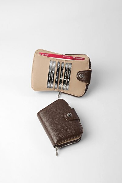 CENGİZ PAKEL Small Patterned Women's Wallet/Portfolio - 65308 - Brown/Earth