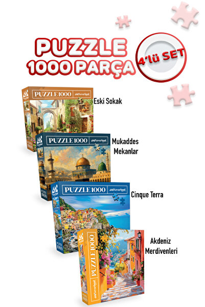 Neverland 4 ADET 1000 PARÇA PUZZLE - ESKİ SOKAK VE MUKADDES MEKANLAR VE AKDEN...