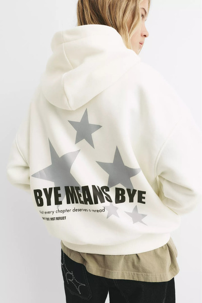 jansogroup سترة رياضية كبيرة الحجم مطبوعة عليها BYE MEANS BYE مع قلنسوة مقاس كبير