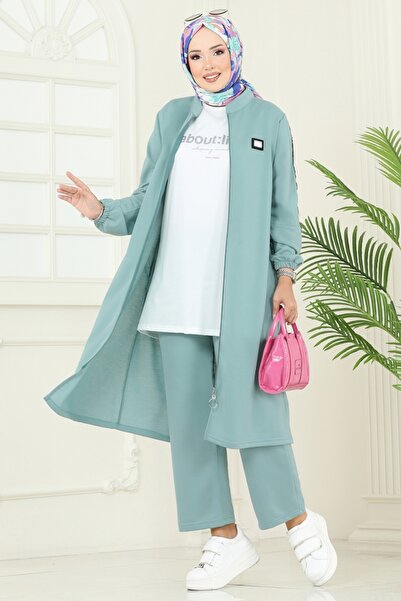 ModaMerve Önden Fermuarlı Üçlü Takım PL9164-MS Mint