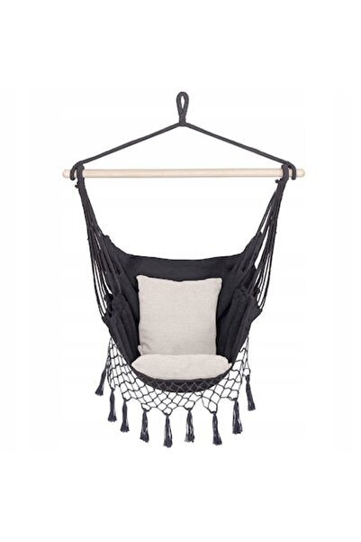 Springos Chair Hammock with 2 Cushions, Gray and Cream, max 150 kg, 130x100 cm,