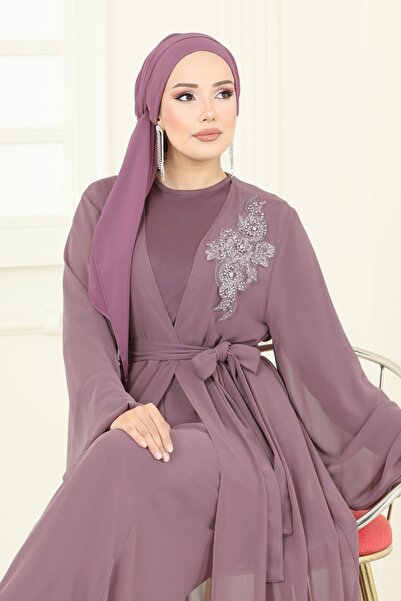 ModaMerve Güpür Detaylı İkili Takım 8113AB368-MS Pudra Vizyon