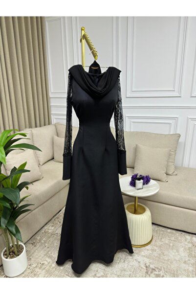 Riva Black lace dress (with side shawl)