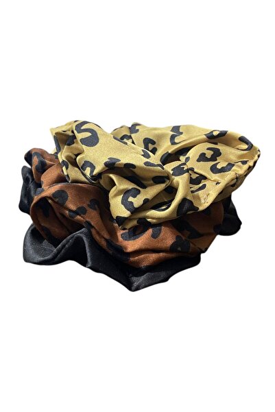 Stella Eşarp Σετ Τριπλής Πόρπης, Λεοπάρ Καφέ, Μουσταρδί, Μαύρο Μονόχρωμο