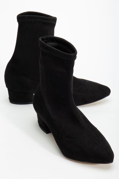 Hayalimdeki Ayakkabı Γυναικείες μπότες με χοντρό τακούνι από μαύρο σουέτ Ferran