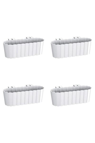 Prosperplast Set 4 jardiniere decorative cu suport de plastic, alb, 4.9 L, 38...
