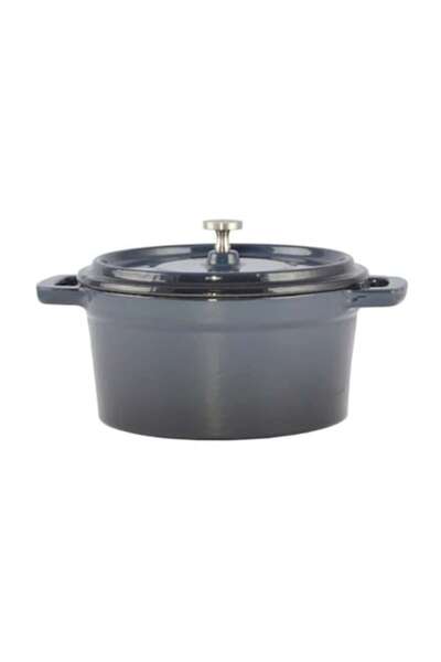 Perfect Home Enamelled Cast Iron Pot with Lid, Stainless Steel Handle, Blue, 0.6L,