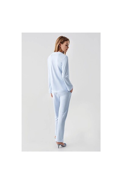 YUYİ PERİN YUMUŞAK DOKULU GÖMLEK YAKA ÖNDEN DÜĞMELİ UZUN KOLLU KADIN PİJAMA TAKIM