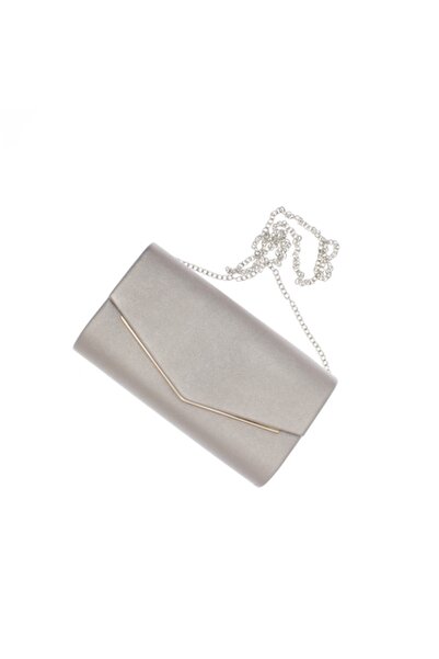OEM Geantă tip clutch sintetică pentru femei, ButicCochet, 22x13x5 cm, Argint...