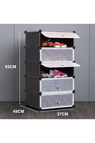 mufart Dulap modular pentru depozitare incaltaminte, Mufart, plastic, 5 compartimente, 37x49x93 cm