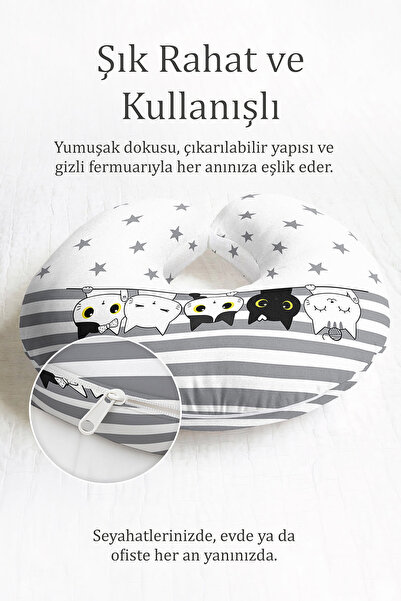 Evimde Bambaşka Slatki mačka Sa deznom Pamuk paket jastuka za vrat - Prugasto...