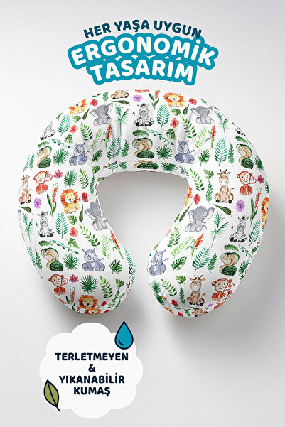 Evimde Bambaşka Jastuk za vrat sa temom slatkih životinja Pamuk - Tropski zel...