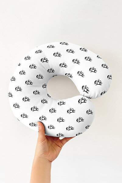 Evimde Bambaşka Pernă de gât din bumbac cu model de maimuță drăguță - Pernă d...