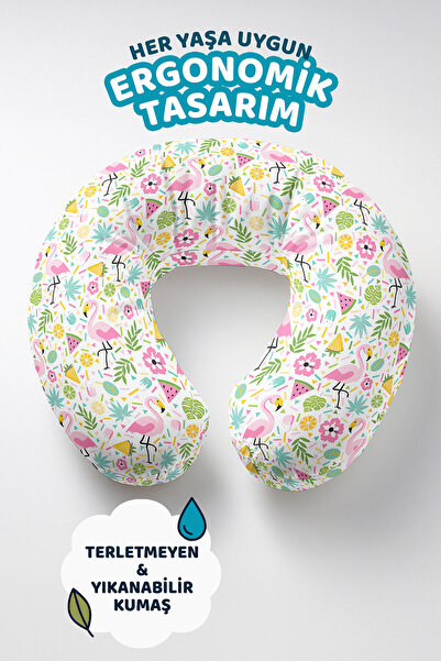 Evimde Bambaşka Tropical Flamingo Sa deznom Ergonomski jastuk za vrat - roze ...