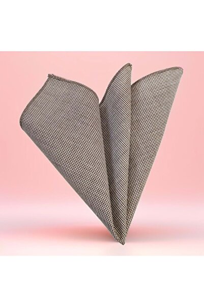 Exve Exclusive Brown White Houndstooth Patterned Thin Voile Woven Pocket Accessory Collar Handkerchief