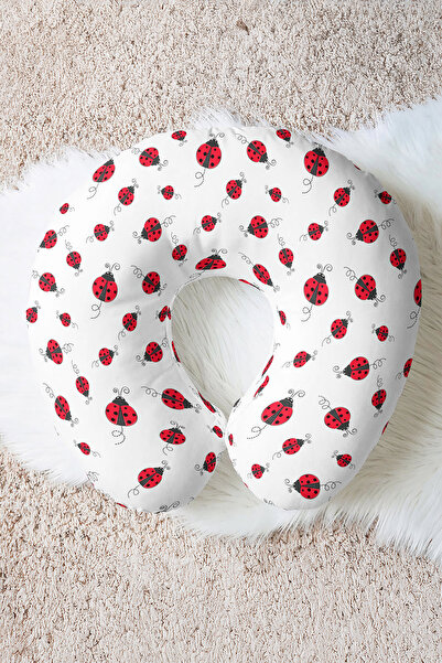 Evimde Bambaşka Ladybug Sa deznom Ergonomski jastuk za vrat - Slatki crveno-b...