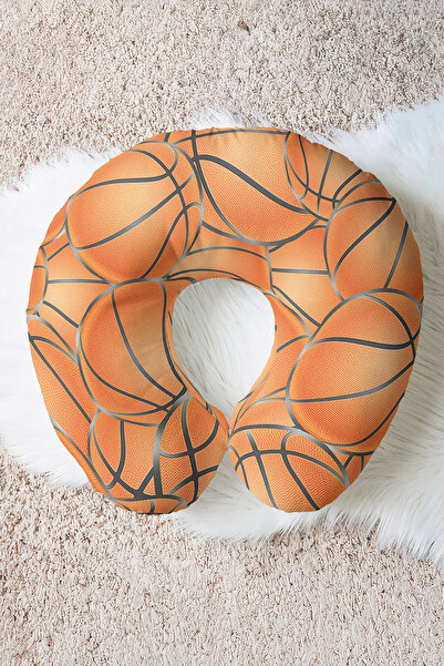 Evimde Bambaşka Jastuk za vrat sa temom košarke Pamuk - narandžasto-sivi jast...