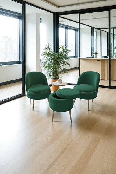 WoodyMaison Mindy Teddy Peluş Berjer ve Puf 3’lü Takım – Salon, Balkon ve Ofi...