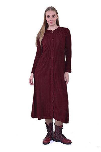 Invee Sea Shell Knitwear Wool Cardigan Bordo