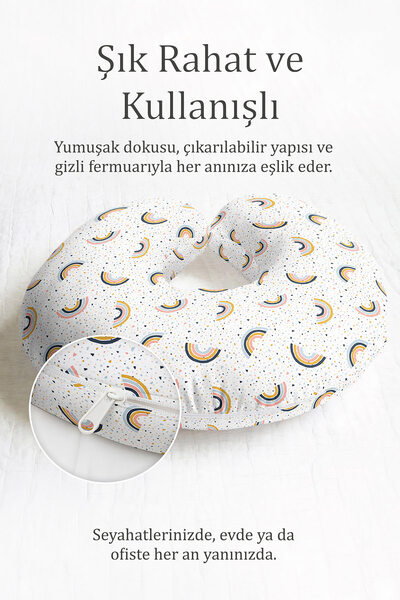 Evimde Bambaşka Šareni dugin jastuk za vrat Sa deznom Pamuk - Minimalistički ...