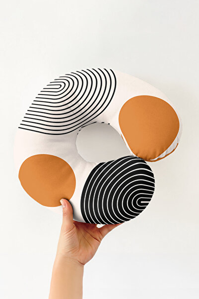 Evimde Bambaşka Pernă de gât din bumbac cu dungi geometrice moderne - Pernă d...