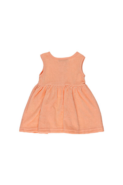 Panço Kız Somon Örme Yuvarlak Yaka Elbise