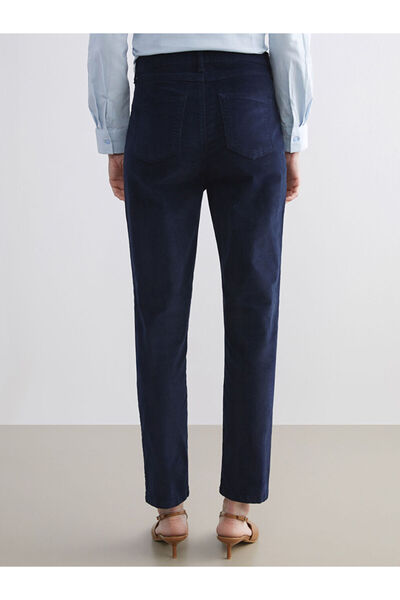 LC Waikiki Navy Blue Slim Fit Velvet Women's Trousers