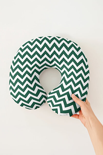 Evimde Bambaşka Zigzag Sa deznom Ergonomski jastuk za vrat - Moderni zeleni, ...