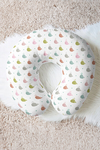 Evimde Bambaşka Pernă de gât din bumbac cu model de balenă drăguță - Pernă mo...