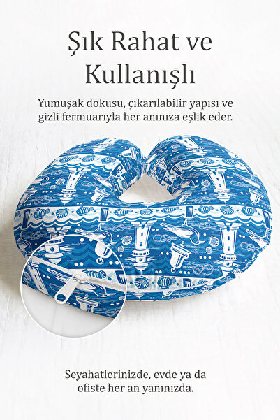 Evimde Bambaşka Lighthouse Sa deznom Ergonomski jastuk za vrat - Jastuk za pu...
