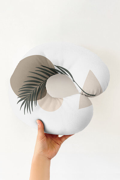 Evimde Bambaşka Pernă pentru gât minimalistă cu model natural de frunze - Per...