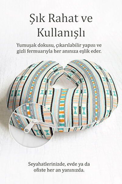 Evimde Bambaşka Etnički dezen Pamuk paket jastuka za vrat - pastelno narandža...