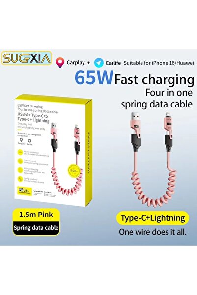 Stone Cablu de date Stone® 4-în-1 pentru încărcare rapidă auto, 1,5 m, 65 W PD3.0