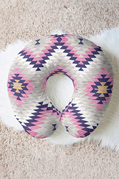 Evimde Bambaşka Pernă ergonomică pentru gât cu model etnic - Pernă de călător...