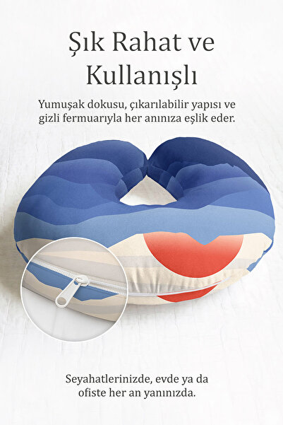 Evimde Bambaşka Ergonomski jastuk za vrat sa pogledom na zalazak sunca - plav...