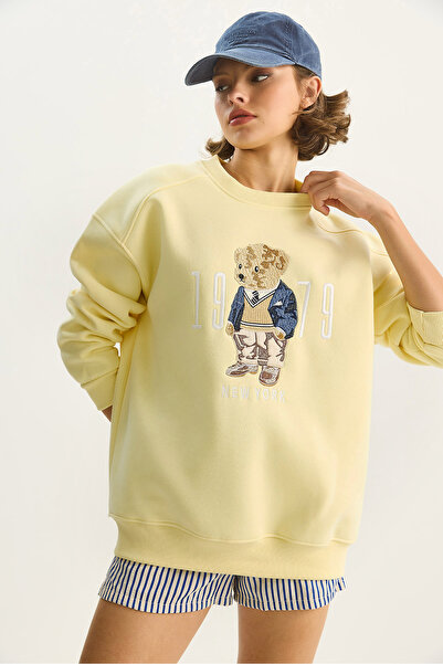 Bianco Lucci Kadın Bisiklet Yaka Teddy Nakış Detaylı Sweat 10417 60284066