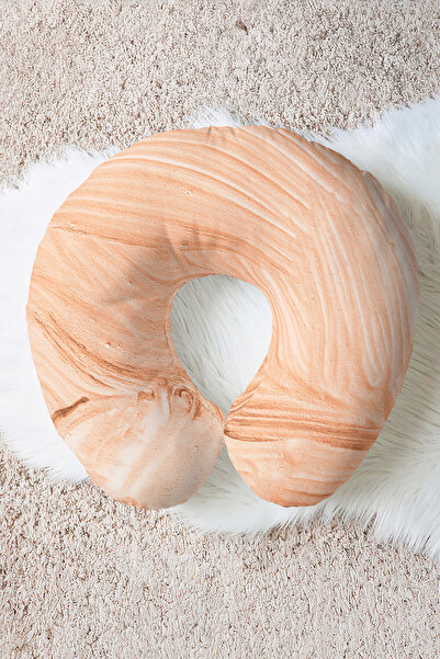 Evimde Bambaşka Natural Marble Textured Ergonomic Neck Pillow - Soft Travel P...