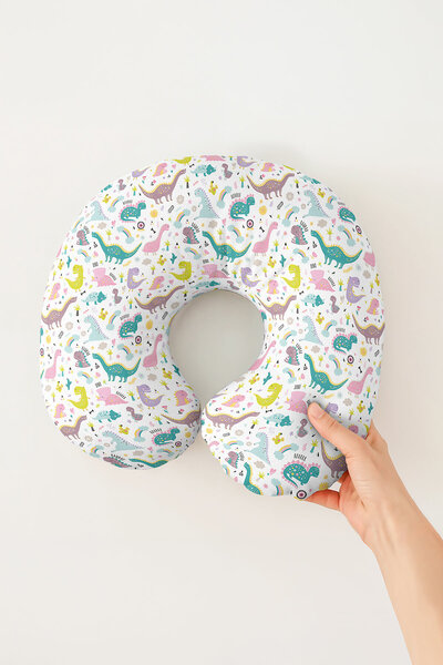 Evimde Bambaşka Pernă de călătorie din bumbac cu dinozauri colorați - drăguță...