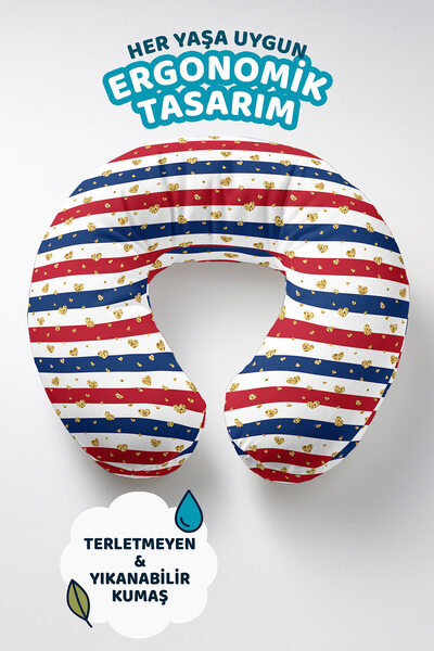 Evimde Bambaşka Šareni Prugasto zlatni jastuk za vrat u obliku srca - moderni...